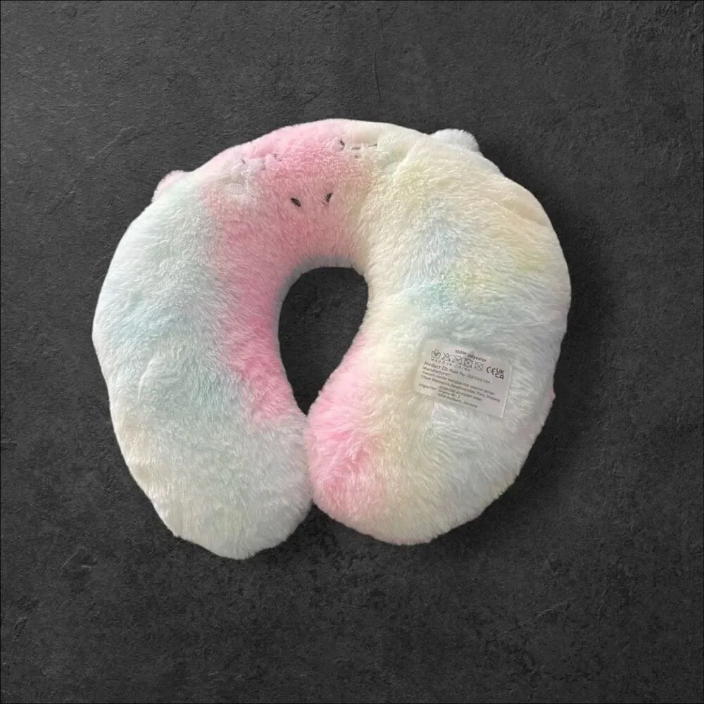 Kids Multicolor Rainbow Travel Unicorn U-shaped Head Neck Support Pillow OS